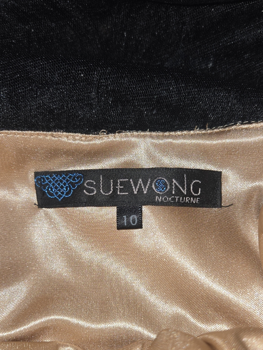 Sue Wong Nocturne Vintage Beaded Sequin Sheath Dress Black Beige Mesh Lace - Picture 3 of 4